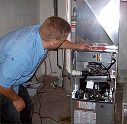 installation of new furnace from technician