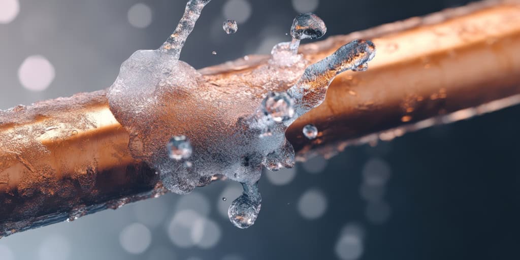 Water leaking from a frozen copper pipe in a West Allis home