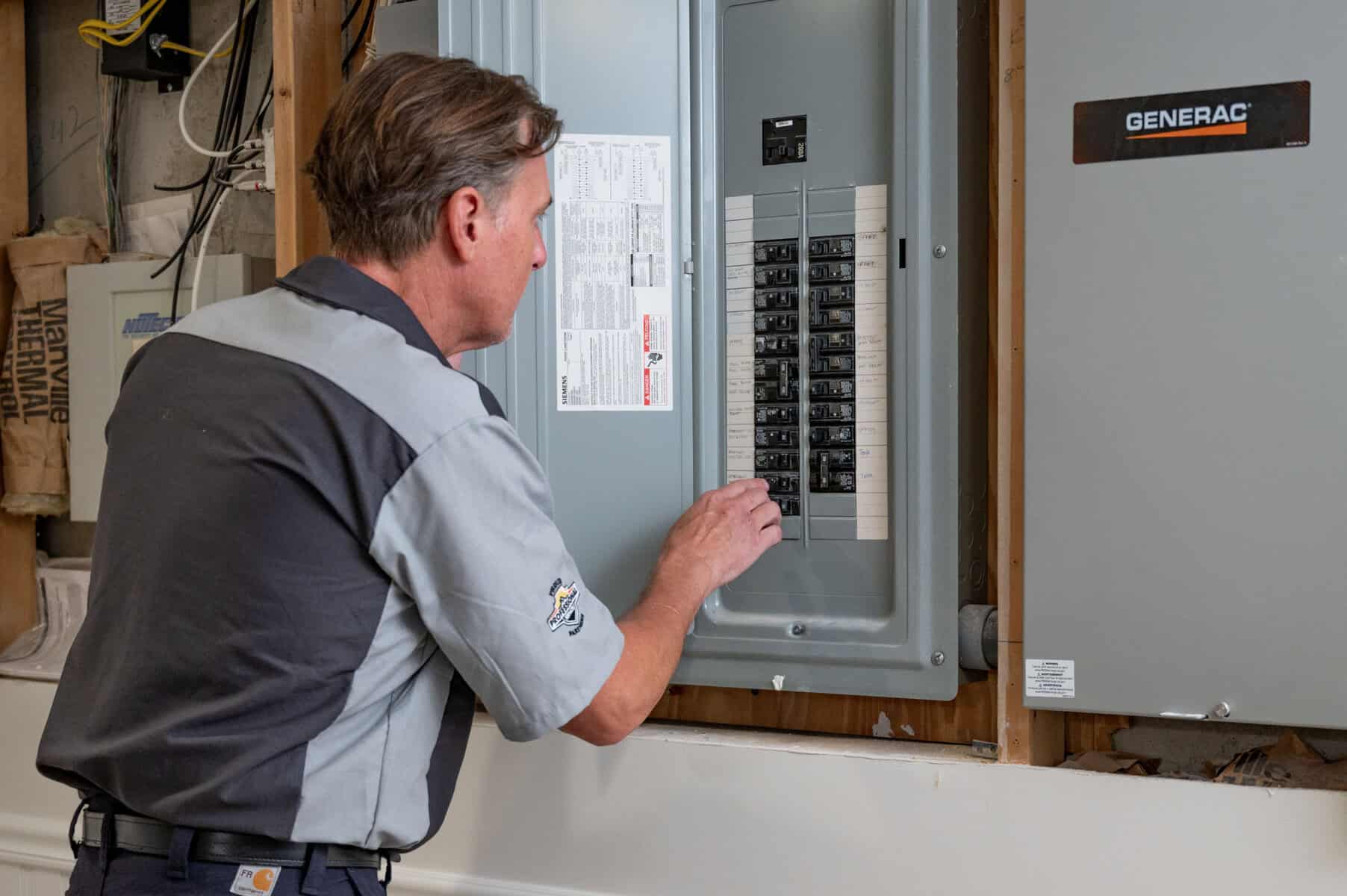 Milwaukee Electrician working on an electrical panel